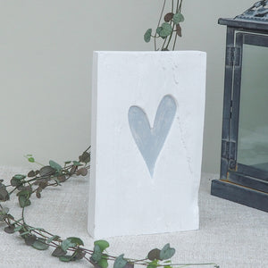 Carved Heart in Plaster Plaque