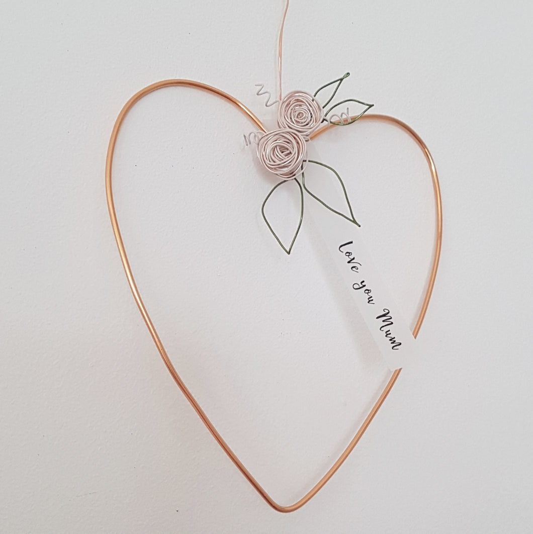 Little Copper Floral Heart for Mum or Grandma