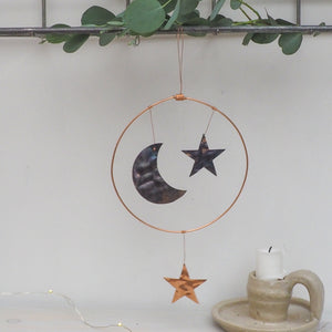 Copper Moon and Stars Hanging Decoration
