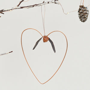 Copper Mistletoe Heart