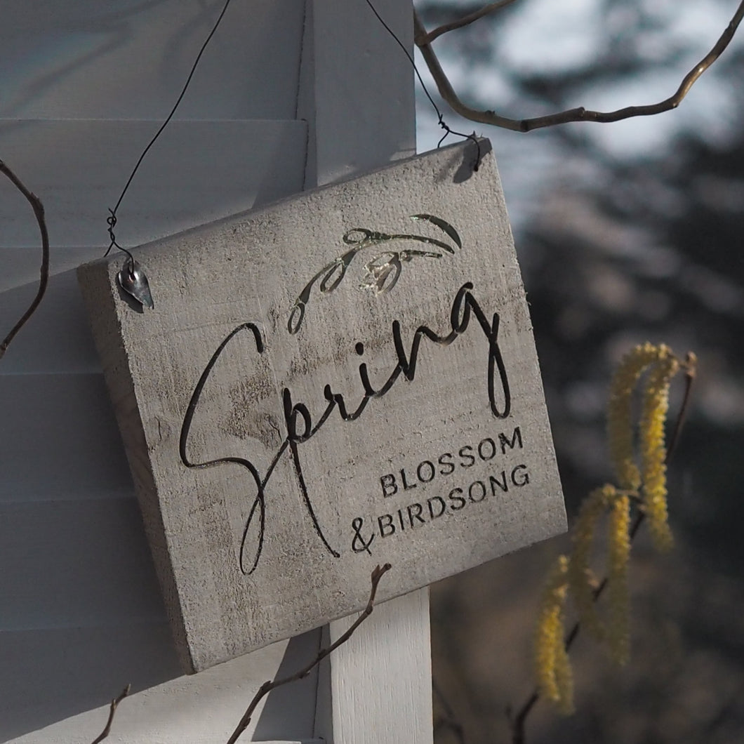 Engraved Spring Blossom Sign