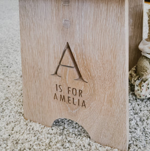 Personalised Contemporary Oak Child's Stool