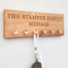 Load image into Gallery viewer, Personalised Engraved Oak Medal Holder
