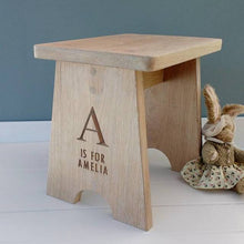 Load image into Gallery viewer, Personalised Contemporary Oak Child&#39;s Stool
