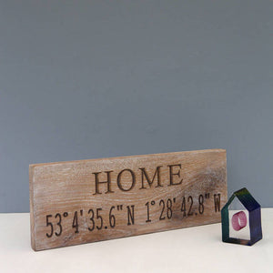 Personalised Contemporary Engraved Oak Co-ordinate Sign