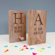 Load image into Gallery viewer, Contemporary Personalised Engraved Oak Shaker Peg
