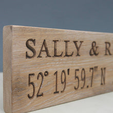 Load image into Gallery viewer, Contemporary Romantic Engraved Oak Location Sign

