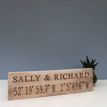 Load image into Gallery viewer, Contemporary Romantic Engraved Oak Location Sign
