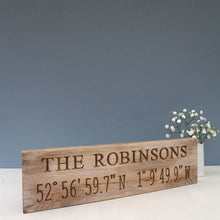 Load image into Gallery viewer, Contemporary Engraved Oak Family Location Sign
