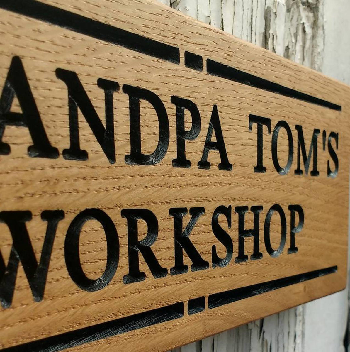 Personalised Engraved Oak Sign – Winning Works