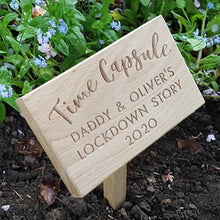 Load image into Gallery viewer, Time Capsule Garden Marker in Raw Oak
