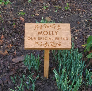 Floral Oak Memorial Plaque