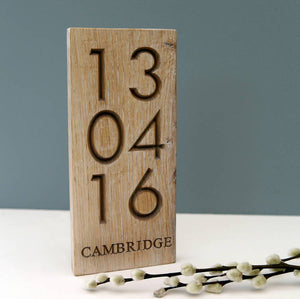 Personalised Engraved Oak Moment In Time Block