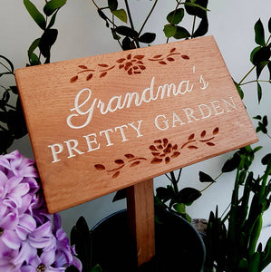 Personalised Oak Floral Plaque with Stake