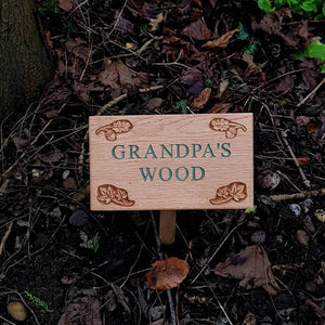 Personalised Engraved Oak Leaf Plaque with Stake