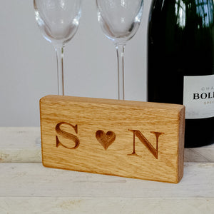 Personalised Solid Oak Block with Heart