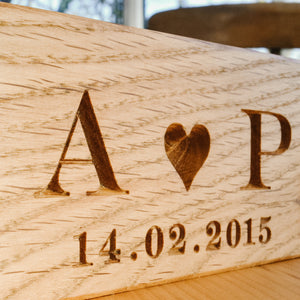 Personalised Solid Oak Block with Heart