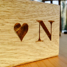 Load image into Gallery viewer, Personalised Solid Oak Block with Heart
